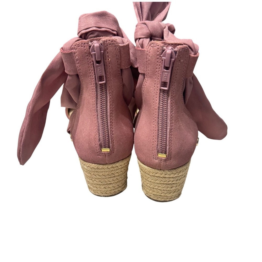 UGG Trina Espadrille Wedge Sandals Womens 7.5 Pink Dawn Suede Lace Up 1099693 - Picture 9 of 13